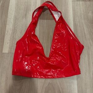 SHEIN Red Crop Backless Tank Top